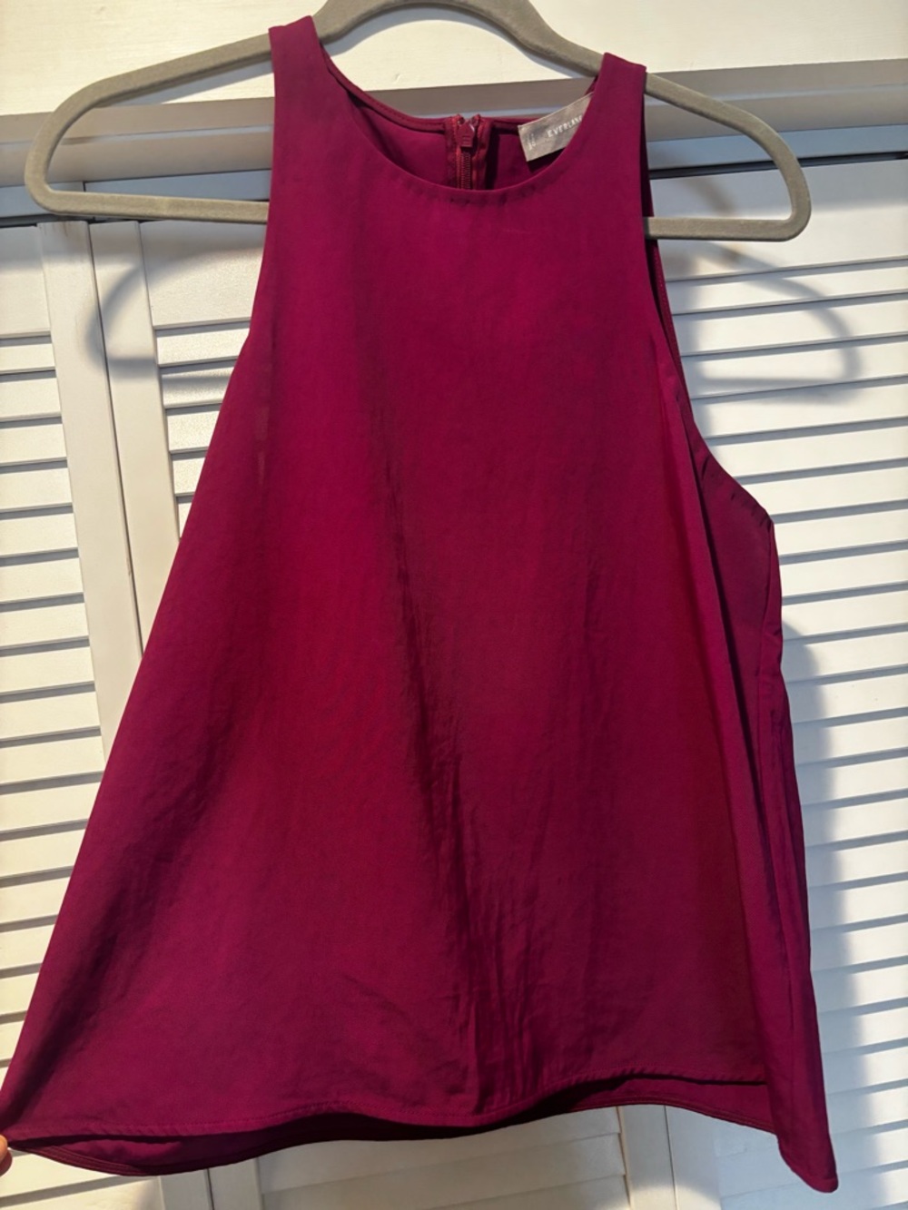 Everlane Sleeveless High-Neck Tank in Deep Berry